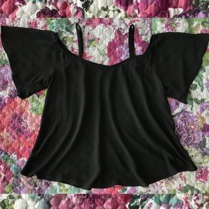 Torrid Black Chiffon Cold Shoulder Blouse